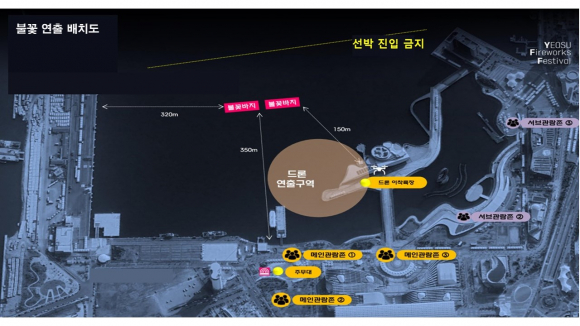 불꽃 연출 배치도  [사진 제공 여수시. 재판매 및 DB 금지]