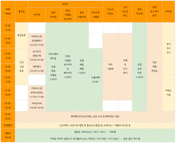 전체 일정표 [사진 제공 광주광역시. 재판매 및 DB 금지]