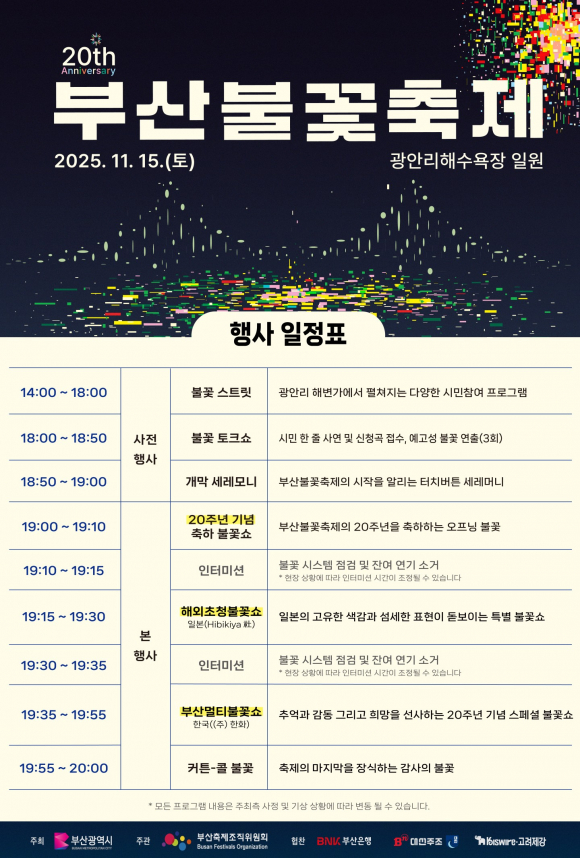 행사 일정표 [사진 제공 부산광역시. 재판매 및 DB 금지]