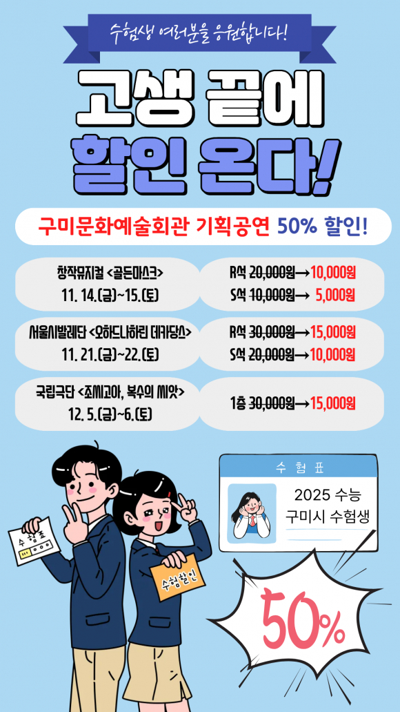 수헝생 여러분을 응원합니다 고생 끝에 할인 온다! [사진 제공 구미시. 재판매 및 DB 금지]