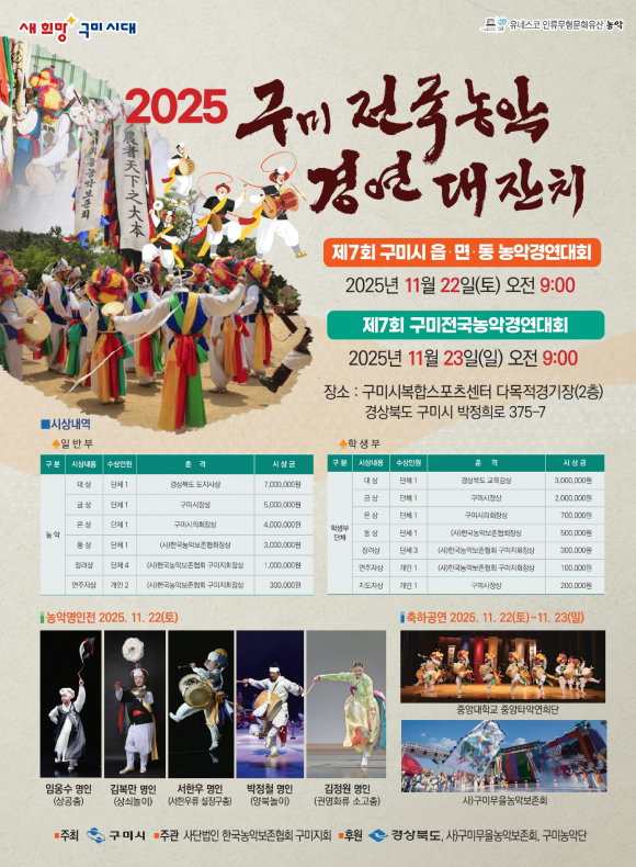 2025 구미전국농악경연대잔치 포스터 [사진 제공 구미시. 재판매 및 DB 금지]