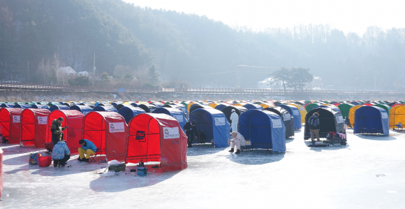 안락한 텐트 얼음 낚시 체험을 경험해보세요. [사진 제공 축제위원회. 재판매 및 DB 금지]