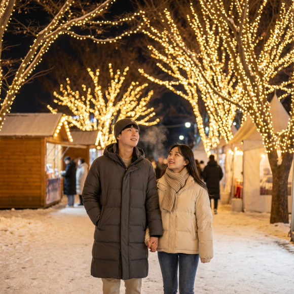 강을 따라 이어진 가로수 조명 [사진 제공 단양관광공사. 재판매 및 DB 금지]