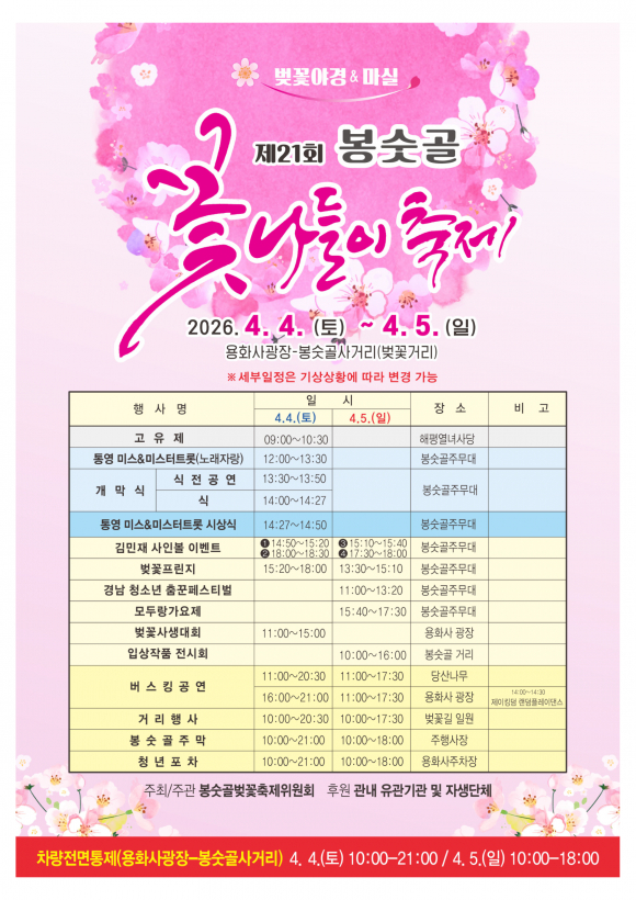 [사진 제공 봉숫골벚꽃축제위원회. 재판매 및 DB 금지]